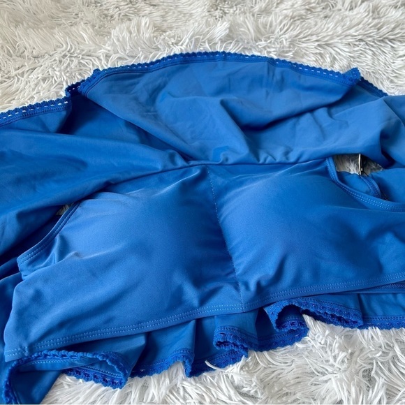 SHEKINI Off The Shoulder Sexy Low Waist Padding Bikini Two Piece Swimsuit Blue - Picture 10 of 13